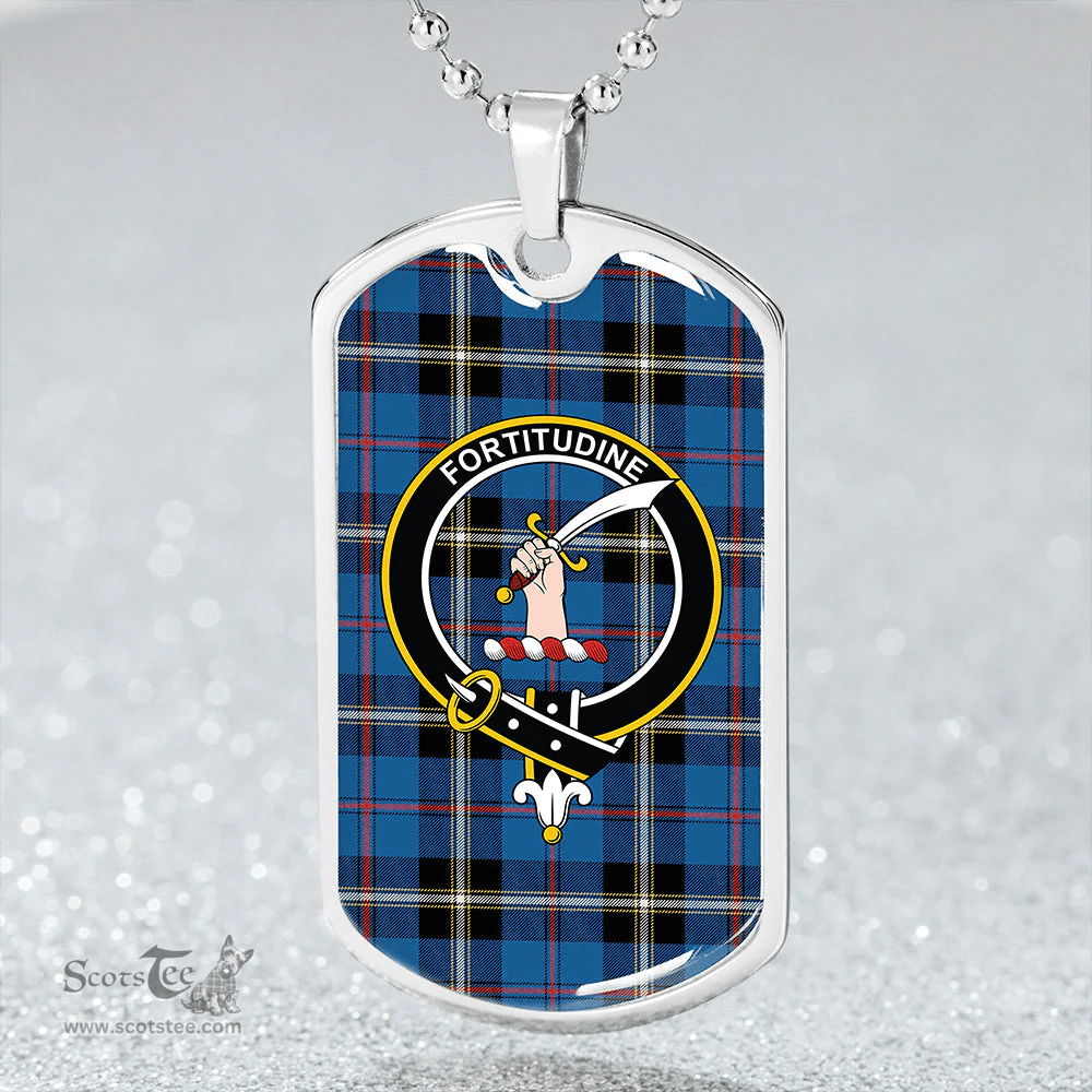 ScottishPlaid MacRae of America Ancient Clan Tartan Dog Tag Necklace - Crest Classic Scottish Plaid Tartan Plaid