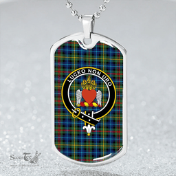 ScottishPlaid Smith (Gow Hunting) Modern Clan Tartan Dog Tag Necklace - Crest Classic Scottish Plaid Tartan Plaid