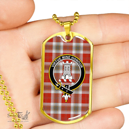 ScottishPlaid MacLean of Duart Dress Red Ancient Clan Tartan Dog Tag Necklace - Crest Classic Scottish Plaid Tartan Plaid