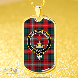 ScottishPlaid Rattray of Lude Modern Clan Tartan Dog Tag Necklace - Crest Classic Scottish Plaid Tartan Plaid
