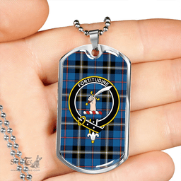 ScottishPlaid MacRae of America Ancient Clan Tartan Dog Tag Necklace - Crest Classic Scottish Plaid Tartan Plaid