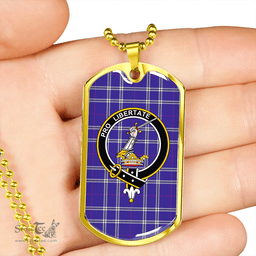 ScottishPlaid Wallace High School (Wallas High School) Modern Clan Tartan Dog Tag Necklace - Crest Classic Scottish Plaid Tartan Plaid