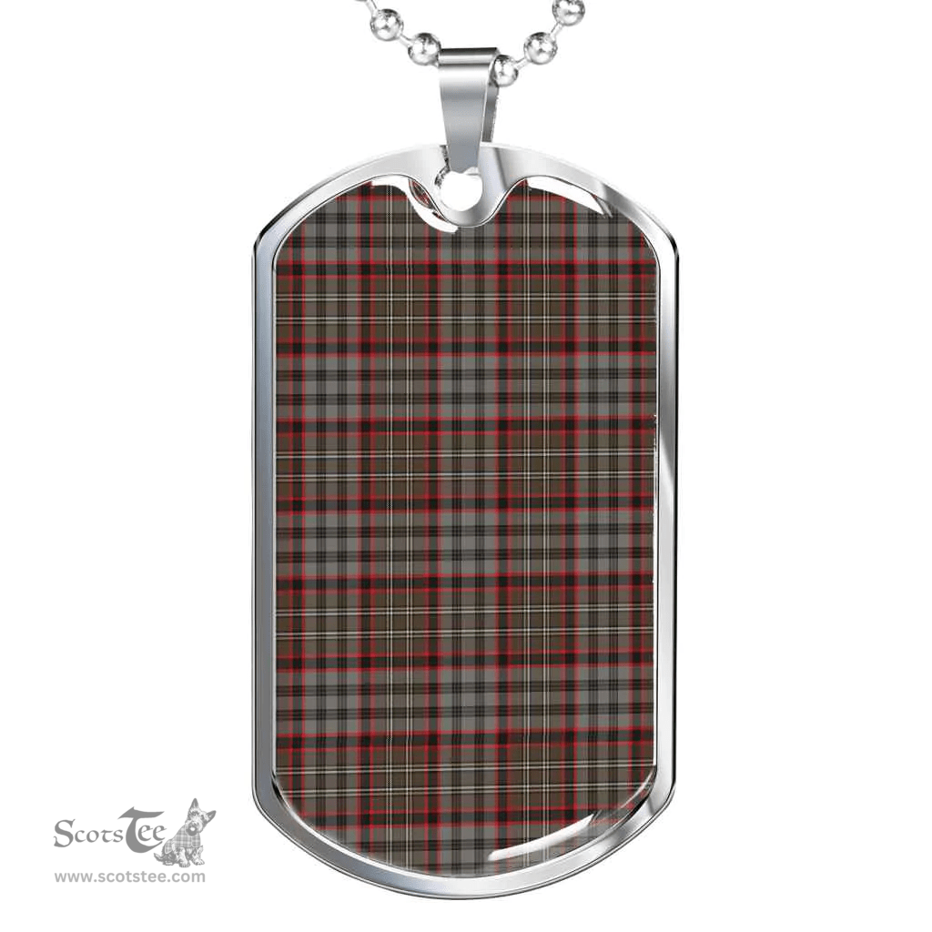 Scottish Nicolson Hunting Weathered Clan Tartan Dog Tag Necklace - Classic Scottish Plaid Tartan Plaid