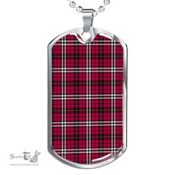 Scottish Little Clan Tartan Dog Tag Necklace - Classic Scottish Plaid Tartan Plaid