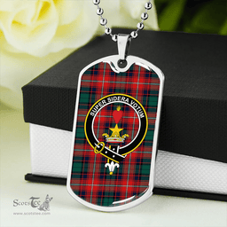 ScottishPlaid Rattray of Lude Modern Clan Tartan Dog Tag Necklace - Crest Classic Scottish Plaid Tartan Plaid