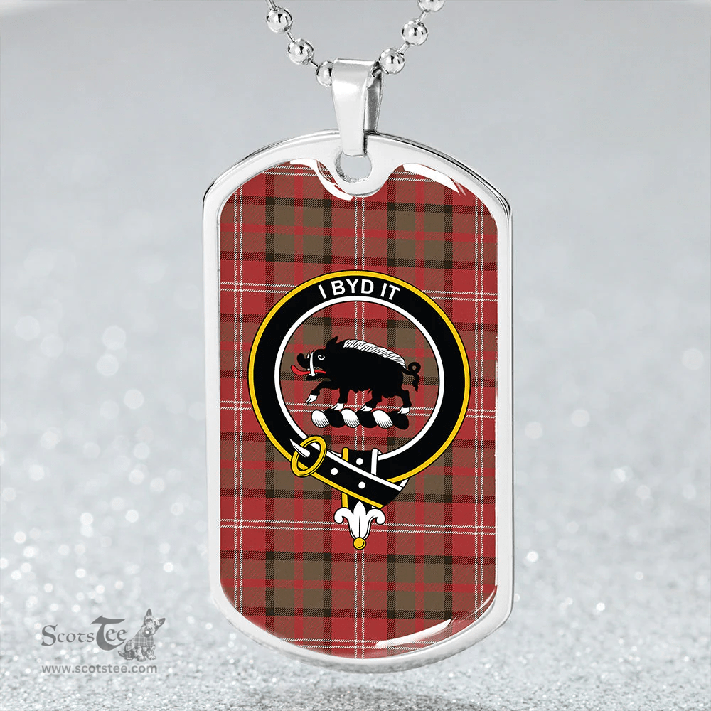 ScottishPlaid Nisbet (Nisbit) Weathered Clan Tartan Dog Tag Necklace - Crest Classic Scottish Plaid Tartan Plaid