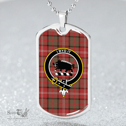 ScottishPlaid Nisbet (Nisbit) Weathered Clan Tartan Dog Tag Necklace - Crest Classic Scottish Plaid Tartan Plaid