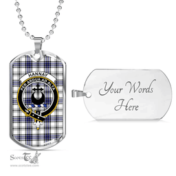 Scottish Hannay Clan Tartan Dog Tag Necklace - Crest Classic Scottish Plaid Tartan Plaid