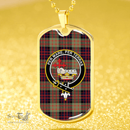 ScottishPlaid MacDonald #2 (Donald #2) Modern Clan Tartan Dog Tag Necklace - Crest Classic Scottish Plaid Tartan Plaid