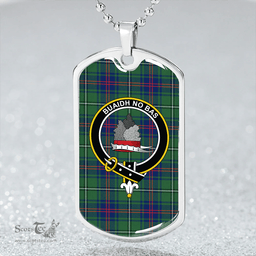 ScottishPlaid MacNeil of Barra (MacNeil/MacNeill) (Clans Originaux) Modern Clan Tartan Dog Tag Necklace - Crest Classic Scottish Plaid Tartan Plaid