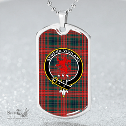 ScottishPlaid Wilson Modern Clan Tartan Dog Tag Necklace - Crest Classic Scottish Plaid Tartan Plaid