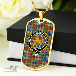 ScottishPlaid MacPherson Crubin Ancient Clan Tartan Dog Tag Necklace - Crest Classic Scottish Plaid Tartan Plaid