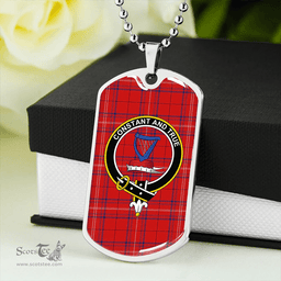 ScottishPlaid Rose of Kilravock Modern Clan Tartan Dog Tag Necklace - Crest Classic Scottish Plaid Tartan Plaid