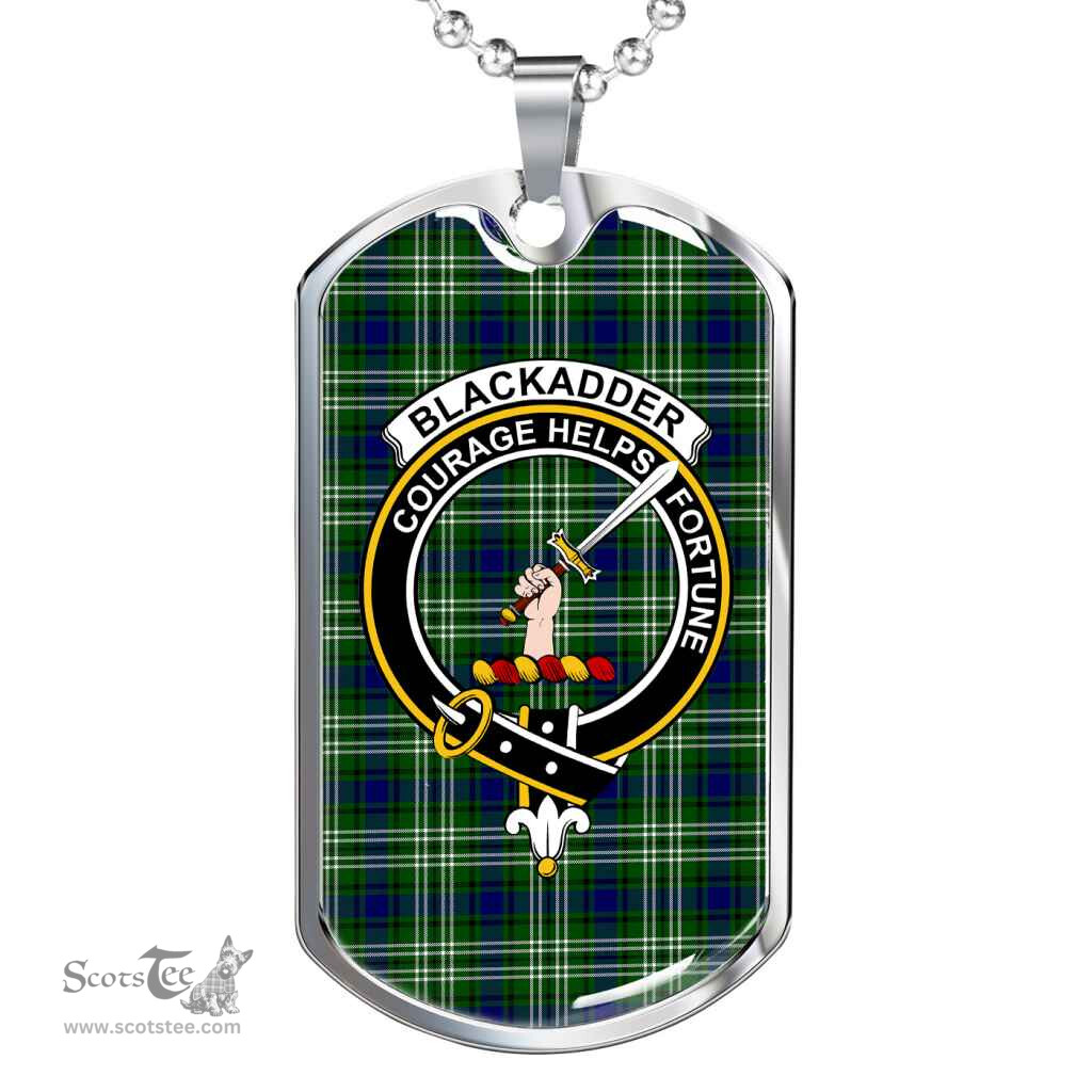 Scottish Blackadder Clan Tartan Dog Tag Necklace - Crest Classic Scottish Plaid Tartan Plaid