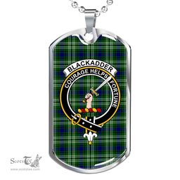 Scottish Blackadder Clan Tartan Dog Tag Necklace - Crest Classic Scottish Plaid Tartan Plaid