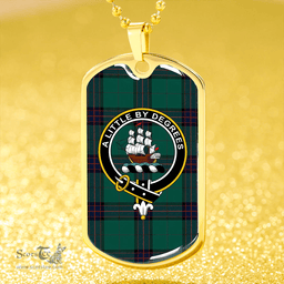 ScottishPlaid MacWilliam Hunting (Williamson Hunting) Modern Clan Tartan Dog Tag Necklace - Crest Classic Scottish Plaid Tartan Plaid