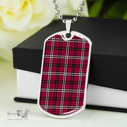 Scottish Little Clan Tartan Dog Tag Necklace - Classic Scottish Plaid Tartan Plaid
