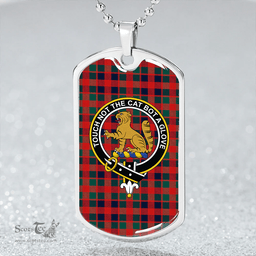 ScottishPlaid MacGowan (Gow) Modern Clan Tartan Dog Tag Necklace - Crest Classic Scottish Plaid Tartan Plaid