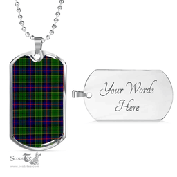 Scottish Forsyth Modern Clan Tartan Dog Tag Necklace - Classic Scottish Plaid Tartan Plaid