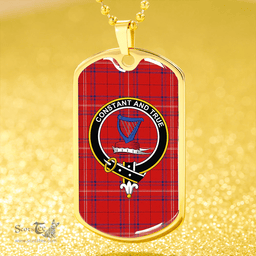 ScottishPlaid Rose of Kilravock Modern Clan Tartan Dog Tag Necklace - Crest Classic Scottish Plaid Tartan Plaid