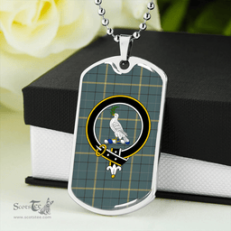 ScottishPlaid Pearson Weathered Clan Tartan Dog Tag Necklace - Crest Classic Scottish Plaid Tartan Plaid