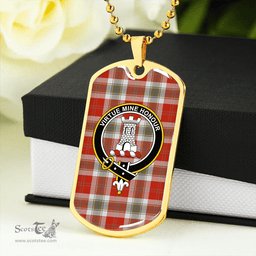 ScottishPlaid MacLean of Duart Dress Red Ancient Clan Tartan Dog Tag Necklace - Crest Classic Scottish Plaid Tartan Plaid