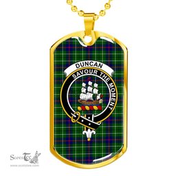 Scottish Duncan Clan Tartan Dog Tag Necklace - Crest Classic Scottish Plaid Tartan Plaid