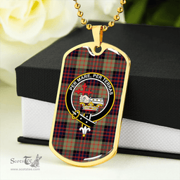 ScottishPlaid MacDonald #2 (Donald #2) Modern Clan Tartan Dog Tag Necklace - Crest Classic Scottish Plaid Tartan Plaid