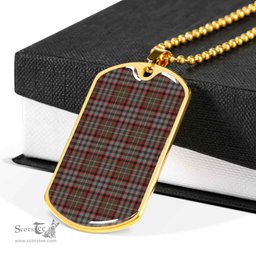Scottish Nicolson Hunting Weathered Clan Tartan Dog Tag Necklace - Classic Scottish Plaid Tartan Plaid