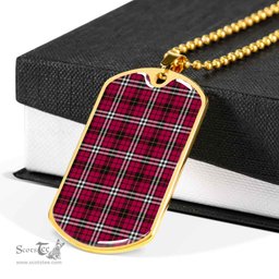 Scottish Little Clan Tartan Dog Tag Necklace - Classic Scottish Plaid Tartan Plaid