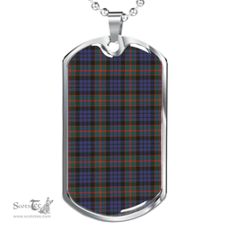 Scottish Fletcher of Dunans Clan Tartan Dog Tag Necklace - Classic Scottish Plaid Tartan Plaid