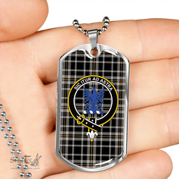 ScottishPlaid Ochterlony (Auchterlony) Ancient Clan Tartan Dog Tag Necklace - Crest Classic Scottish Plaid Tartan Plaid