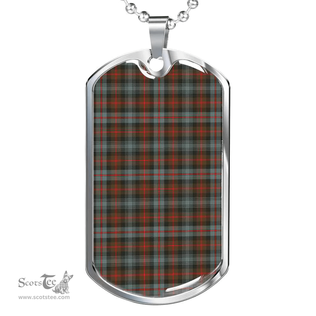 Scottish Murray of Atholl Weathered Clan Tartan Dog Tag Necklace - Classic Scottish Plaid Tartan Plaid