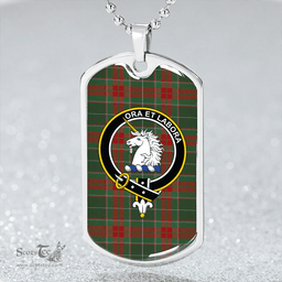 ScottishPlaid Ramsay Green Modern Clan Tartan Dog Tag Necklace - Crest Classic Scottish Plaid Tartan Plaid