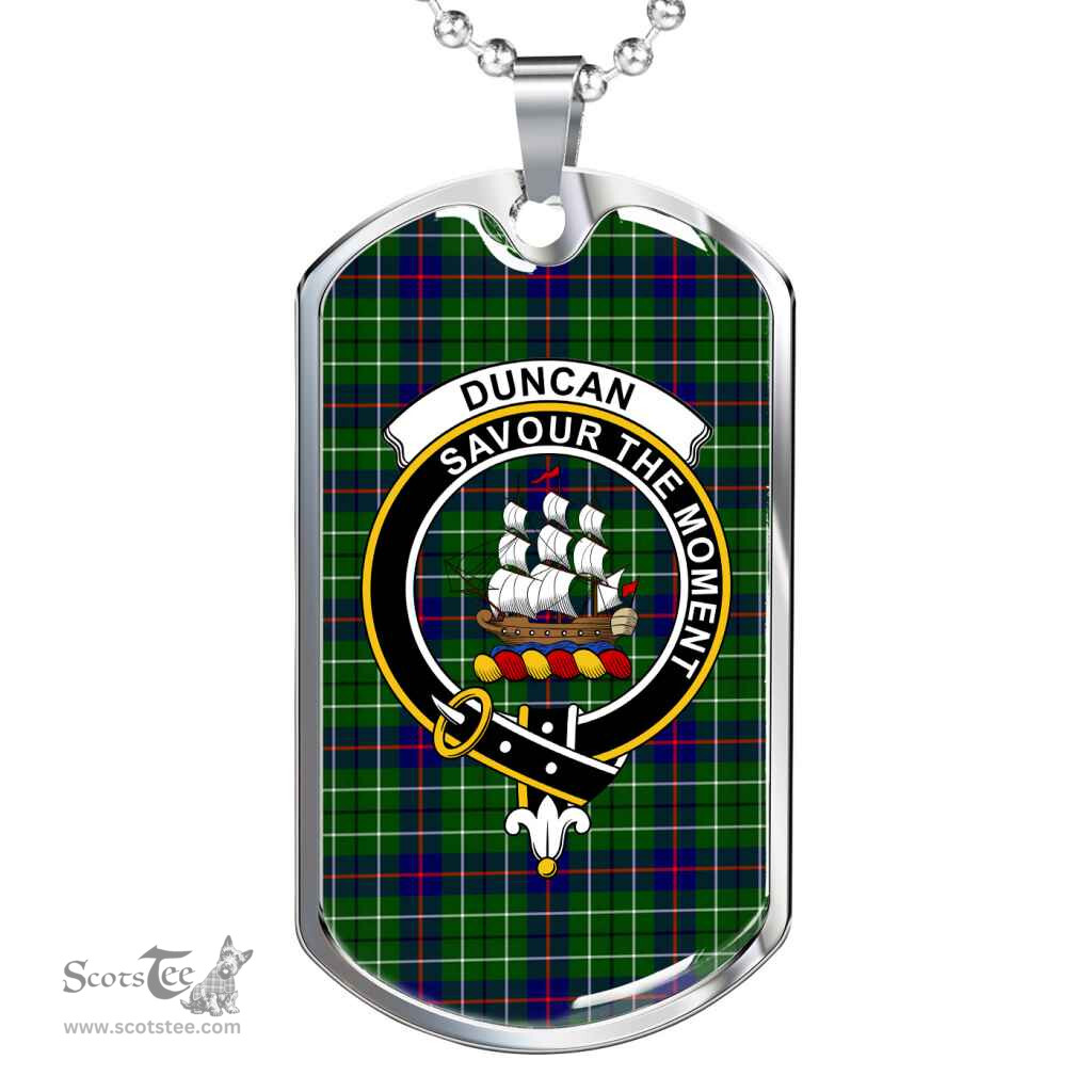 Scottish Duncan Clan Tartan Dog Tag Necklace - Crest Classic Scottish Plaid Tartan Plaid