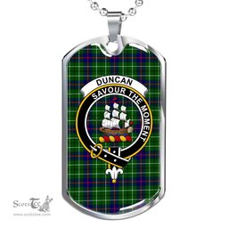 Scottish Duncan Clan Tartan Dog Tag Necklace - Crest Classic Scottish Plaid Tartan Plaid