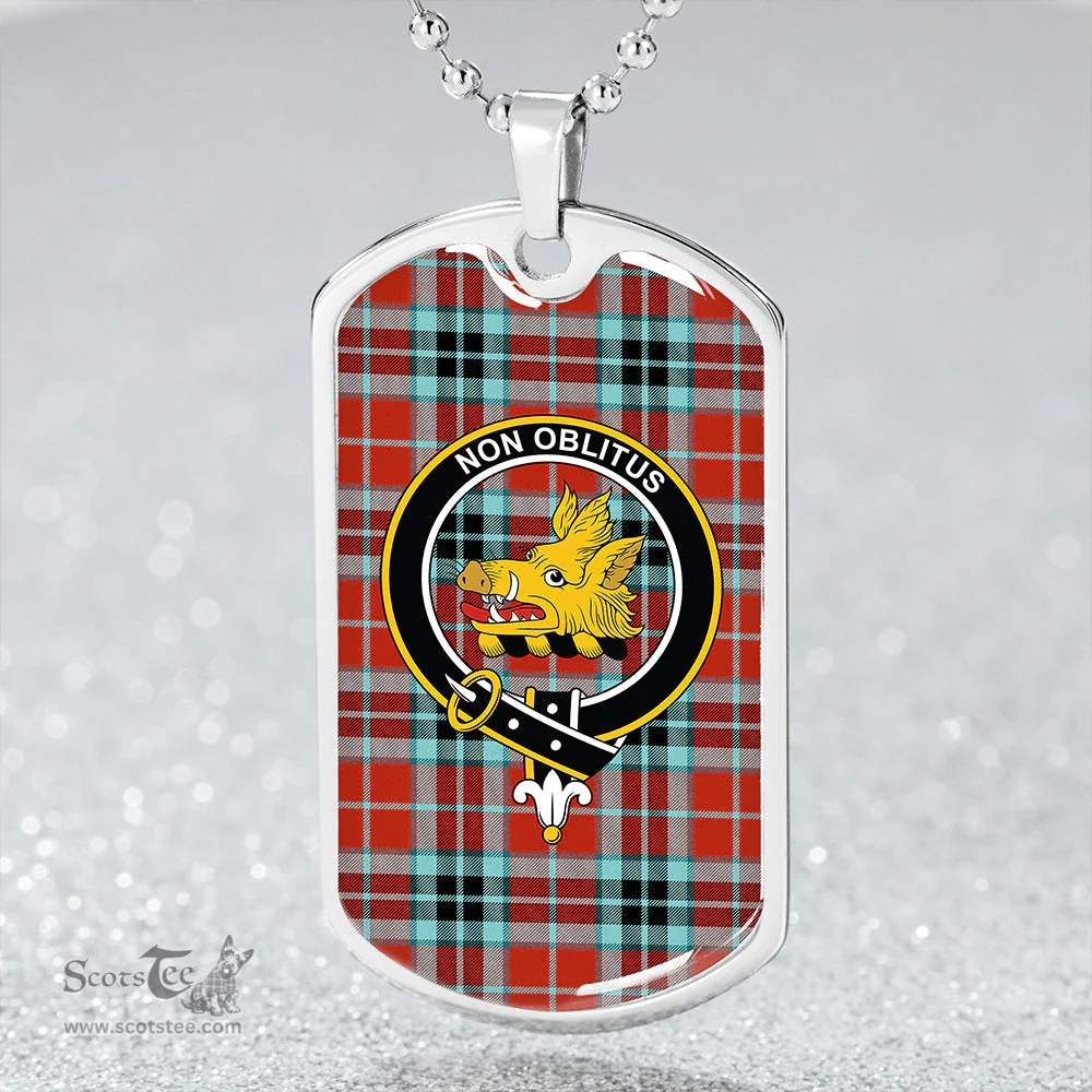 ScottishPlaid MacTavish Weathered Clan Tartan Dog Tag Necklace - Crest Classic Scottish Plaid Tartan Plaid