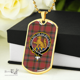 ScottishPlaid MacPherson Weathered Clan Tartan Dog Tag Necklace - Crest Classic Scottish Plaid Tartan Plaid
