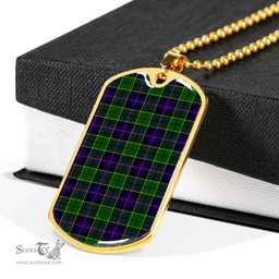 Scottish Forsyth Modern Clan Tartan Dog Tag Necklace - Classic Scottish Plaid Tartan Plaid