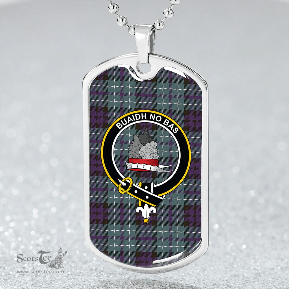 ScottishPlaid MacNeil of Colonsay (MacNeil of Barra of Colonsay) Weathered Clan Tartan Dog Tag Necklace - Crest Classic Scottish Plaid Tartan Plaid