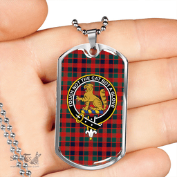 ScottishPlaid MacGowan (Gow) Modern Clan Tartan Dog Tag Necklace - Crest Classic Scottish Plaid Tartan Plaid