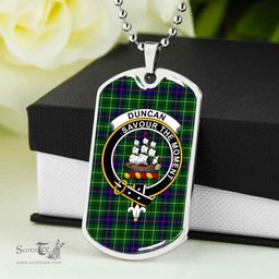Scottish Duncan Clan Tartan Dog Tag Necklace - Crest Classic Scottish Plaid Tartan Plaid