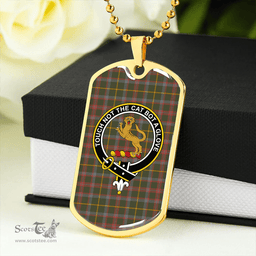 ScottishPlaid MacKintosh #2 Ancient Clan Tartan Dog Tag Necklace - Crest Classic Scottish Plaid Tartan Plaid