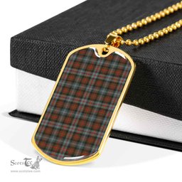 Scottish Murray of Atholl Weathered Clan Tartan Dog Tag Necklace - Classic Scottish Plaid Tartan Plaid