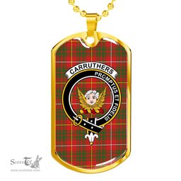 Scottish Carruthers Clan Tartan Dog Tag Necklace - Crest Classic Scottish Plaid Tartan Plaid