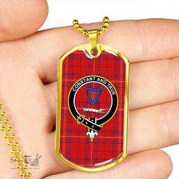 ScottishPlaid Rose of Kilravock Modern Clan Tartan Dog Tag Necklace - Crest Classic Scottish Plaid Tartan Plaid