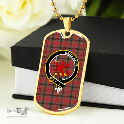 ScottishPlaid MacDuff Weathered Clan Tartan Dog Tag Necklace - Crest Classic Scottish Plaid Tartan Plaid