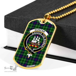 Scottish Duncan Clan Tartan Dog Tag Necklace - Crest Classic Scottish Plaid Tartan Plaid