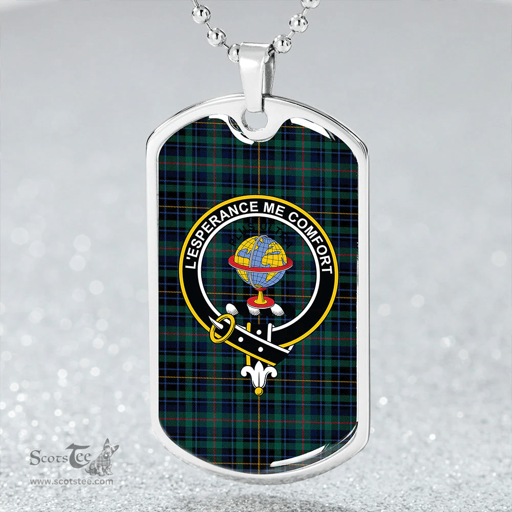 ScottishPlaid Nairn #2 Modern Clan Tartan Dog Tag Necklace - Crest Classic Scottish Plaid Tartan Plaid