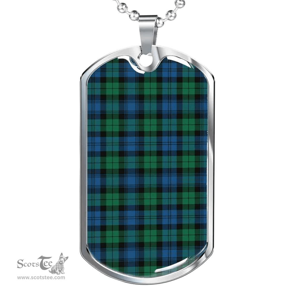 Scottish Blackwatch Ancient Clan Tartan Dog Tag Necklace - Classic Scottish Plaid Tartan Plaid